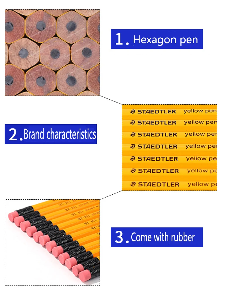 2 шт. STAEDTLER 134 карандаш HB 2B шестиугольная желтая палочка для детей, студентов, карандаш для письма, не содержит свинец, яд