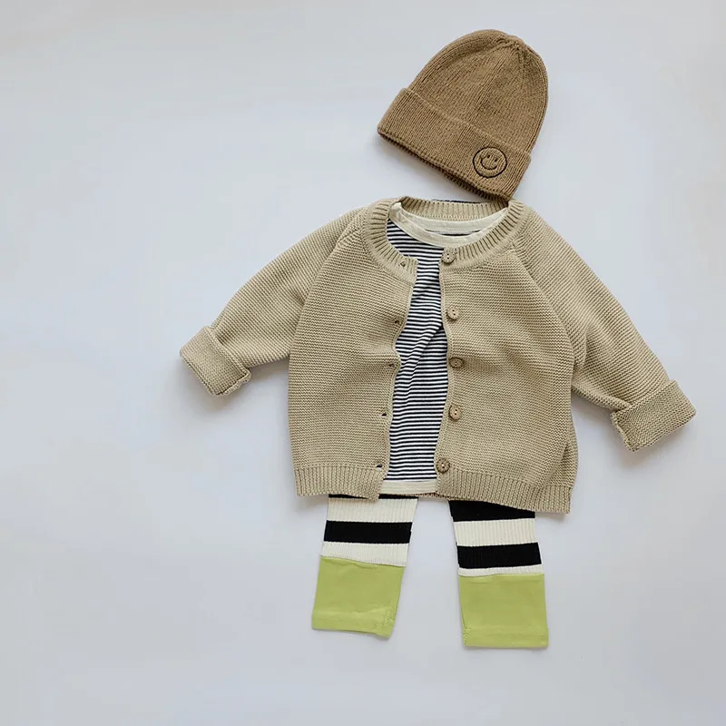 Осеннее пальто для малышей свитер мальчиков и девочек кардиганы вязаная одежда