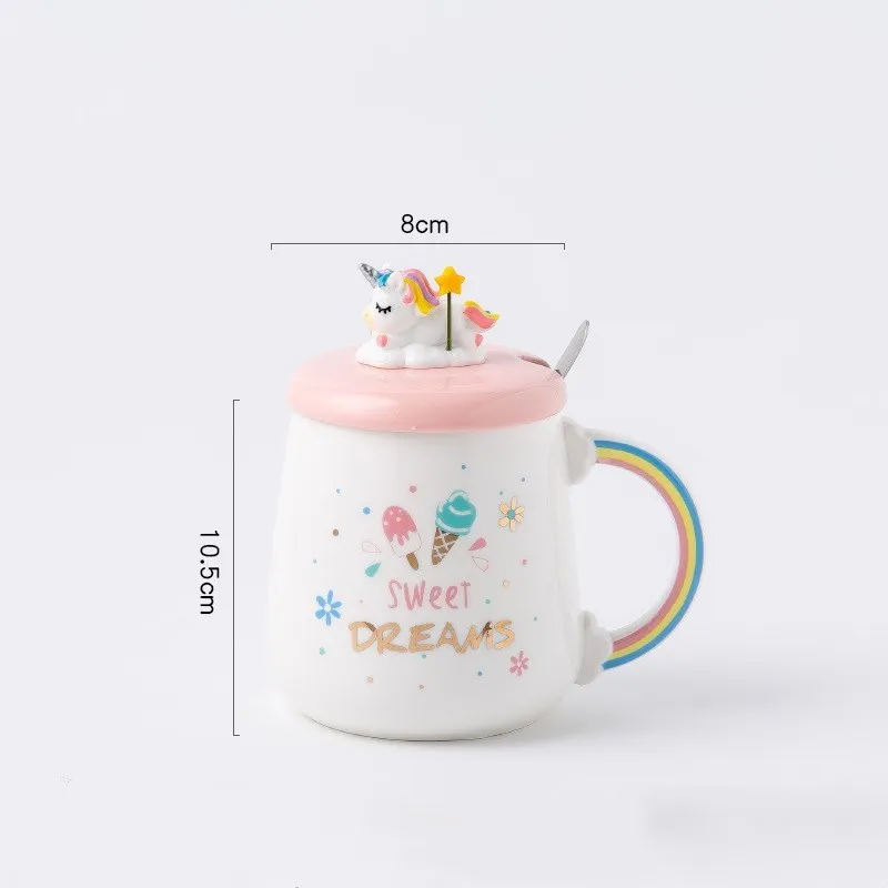 Кофейная кружка с единорогом милая керамическая мультяшная новая фарфоровая 3d