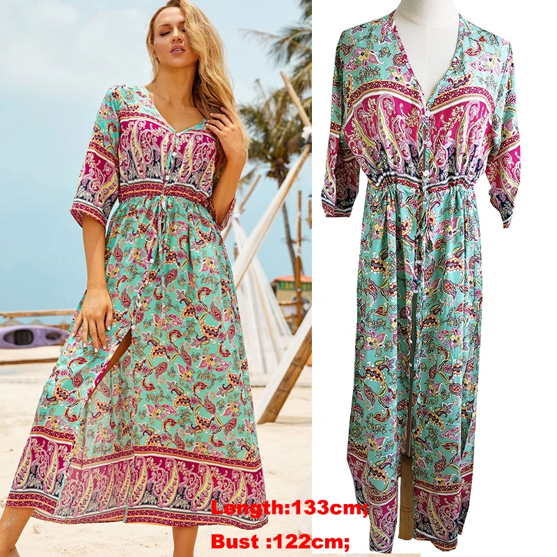 

2021 Long Beach Dress Robe de Plage Swimwear Women Cover ups Tunic Pareo Beach Cover up Kaftan Beach Saida de Praia Beachwear