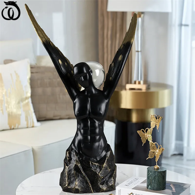 

BAO GUANG TA Creative Angel Figurine Statue Abstract Luxuriou Wing Figure Art Sculpture Resin Craft Modern Home Decoration R5895