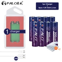 palo 2 8pcs 1 5v li ion aaa rechargeable battery 900mwh battery charger rechargeable aaa lithium battery for toys flashlight