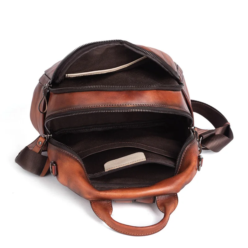 Женский рюкзак из натуральной кожи школьный ранец для девочек в стиле ретро