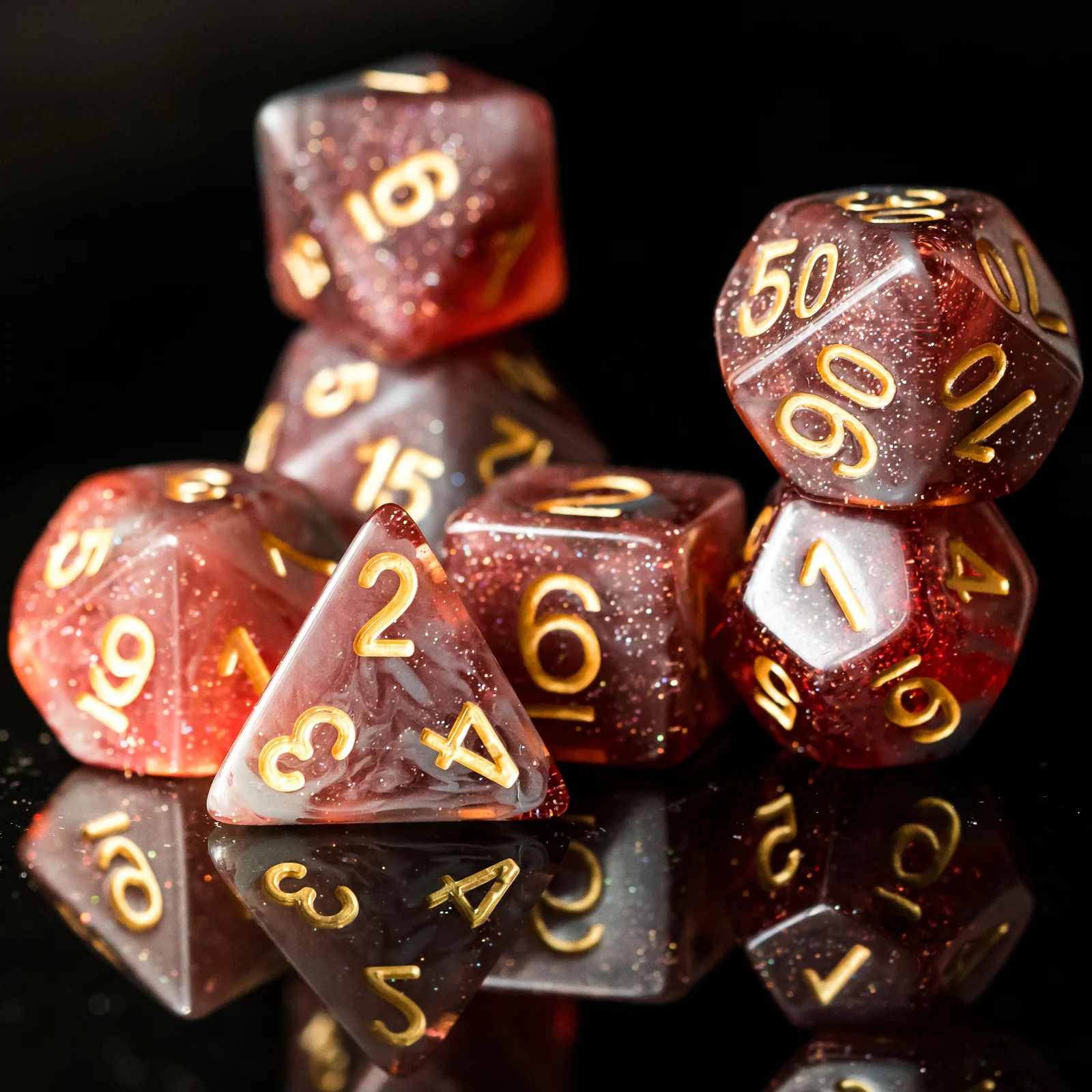 

7Pcs/set Red Gray DND Dice D&D Dice Glitter D4 D6 D8 D10 D% D12 D20 Polyhedral Games Dice Set for Table Games MTG RPG