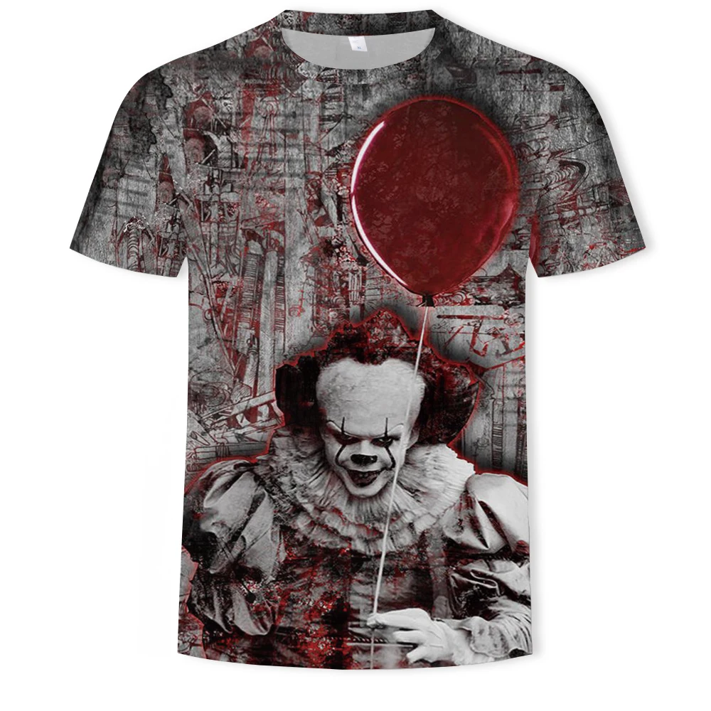 2021New t-shirt men's hip-hop clown print short-sleeved soft material milk silk fabric men and women clothing | Мужская одежда