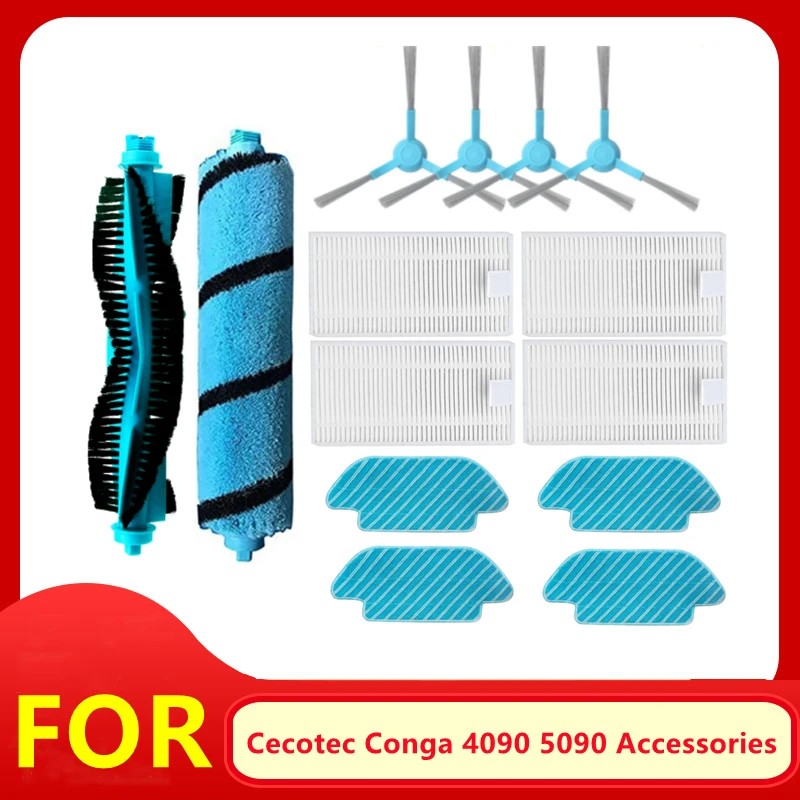 

Ролик мягкой щеткой Hepa фильтр, боковая щетка Швабра Ткань для Cecotec Конга 4090 5090 робот-пылесос Запчасти для авто