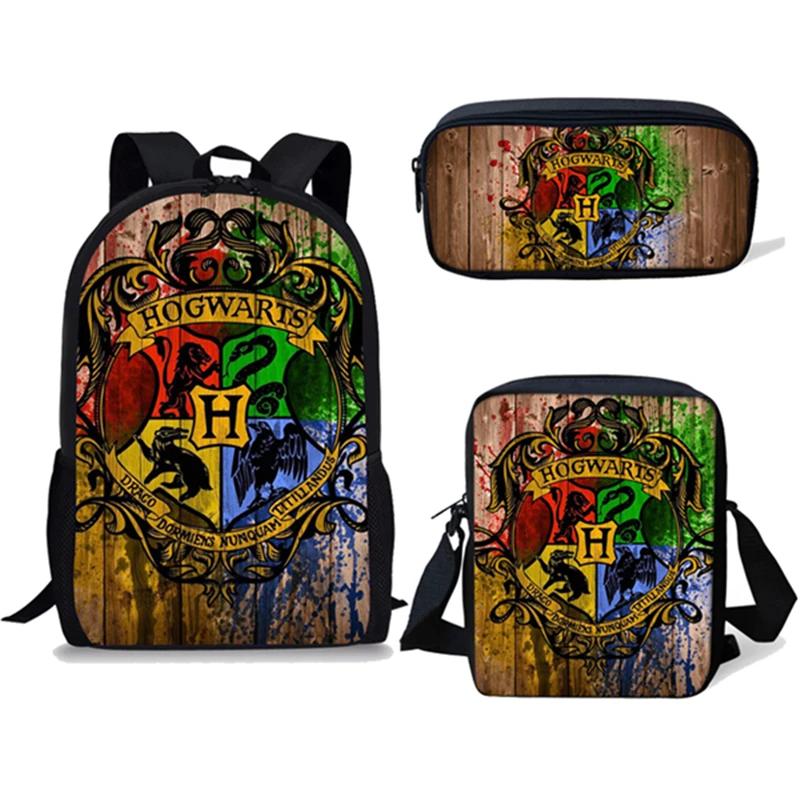 Cartoon Magic School Printing Backpacks Set Children Book Bag Backpack For Teenager Boys Girls Daily School Bags Custom Mochila