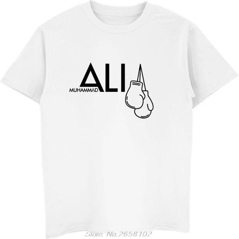Боксерская Футболка мужская облегающая с изображением Мохаммеда Али и цитатой