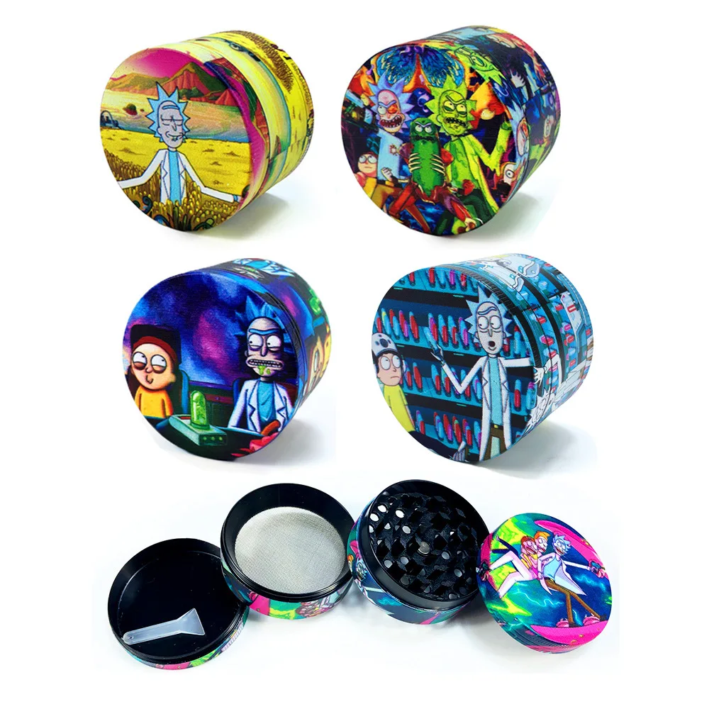 

Printing Grinder 50mm Four-layer Flat Cigarette Crusher Zinc Alloy Cigarette Grinder Metal Cigarette Cutter