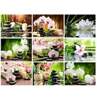 5D алмазная живопись, Орхидея, камень, свечи, Алмазная мозаика сделай сам, полностью круглая вышивка, цветы, вышивка крестиком стразы, домашний декор