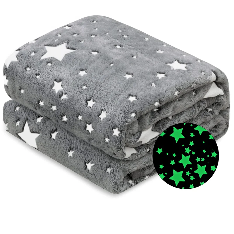 

Throw Blanket with Star Design Soft Plush Microfiber Flannel Blanket for Kids and Adults Star Luminous Throw for Sofa Couch
