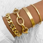 IFMIA женский набор больших браслетов-цепочек золотого и серебряного цвета, модные геометрические металлические браслеты-цепочки, ювелирные изделия