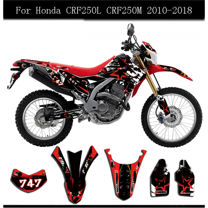 

10-18 CRF 2010 л/м Бесплатные пользовательские графические фоны наклейки 3 м набор наклеек для Honda CRF250L CRF250M 2018-2017 2016