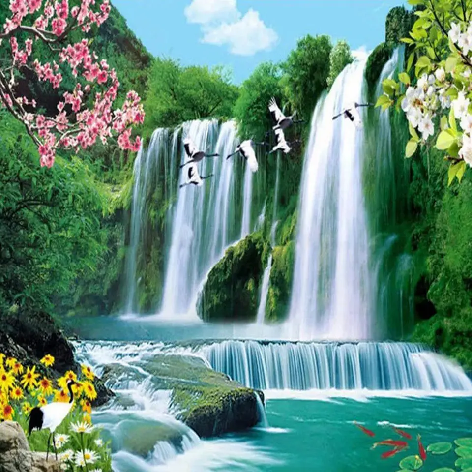

5D diamond painting household goods handicraft cross stitch "landscape waterfall" DIY stick diamond embroidery decoration gift