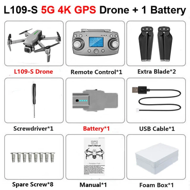 L109-S 1B FOAM Радиоуправляемый квадрокоптер L109 Дрон gps 4K HD камера 5G wifi FPV Бесщеточный мотор складной селфи дроны Профессиональный 1000 м дальние расстояния - Цвет: L109-S 1B FOAM