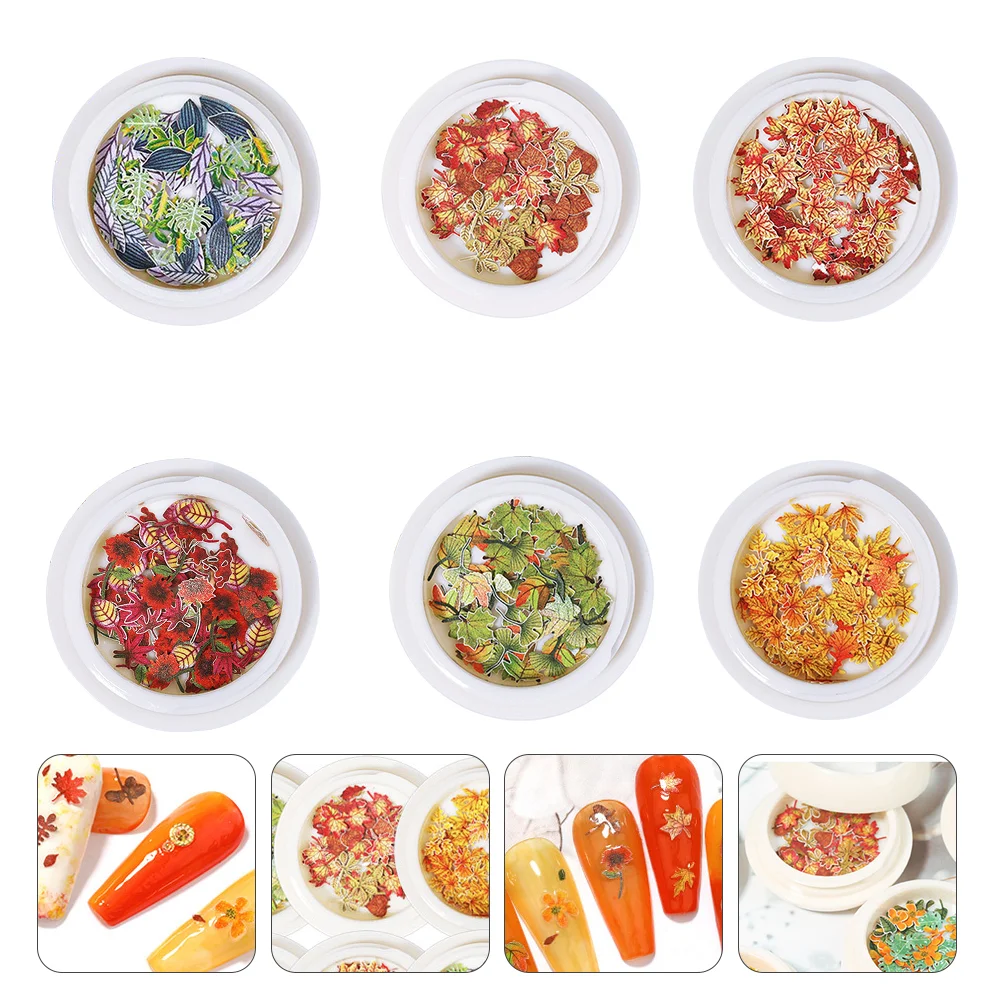 

6 Boxes Nail Sequins Manicure Charm Nail Decals Nail Art Stickers Decoration