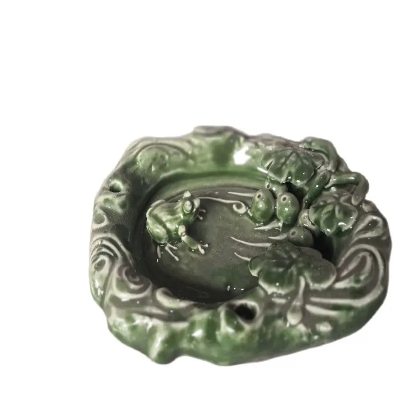 

Chinese Old Porcelain Green Glazed Porcelain Writing-Brush Washer