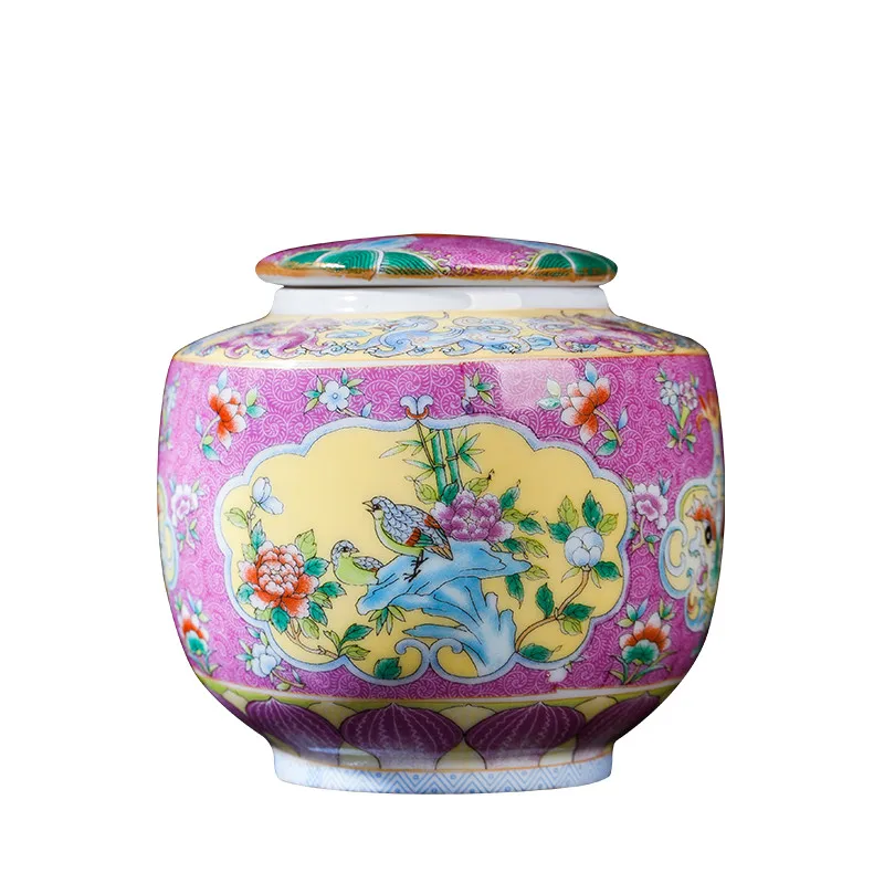 Розовая эмалированная Керамическая маленькая чайная банка Цзиндэчжэнь дорожный