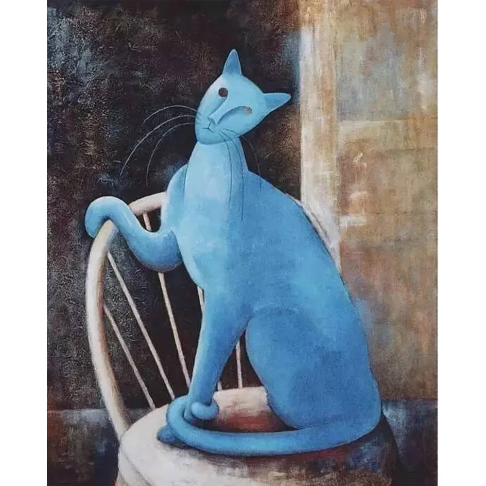 

Famous Italian Painter Amedio Modigliani Blue Cat DIY Diamond Painting Mosaic Art Kit Home Decoration
