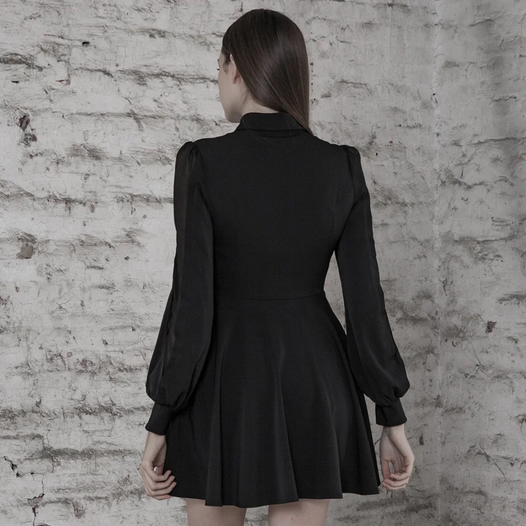 Женское шифоновое платье в стиле Панк RAVE Осеннее короткое с вырезом классическое