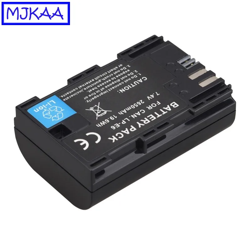 MJKAA LP-E6 2650 мАч 7 4 В 19.6Wh литий-ионный аккумулятор для цифровой камеры EOS 5D Mark II III 6D 7D