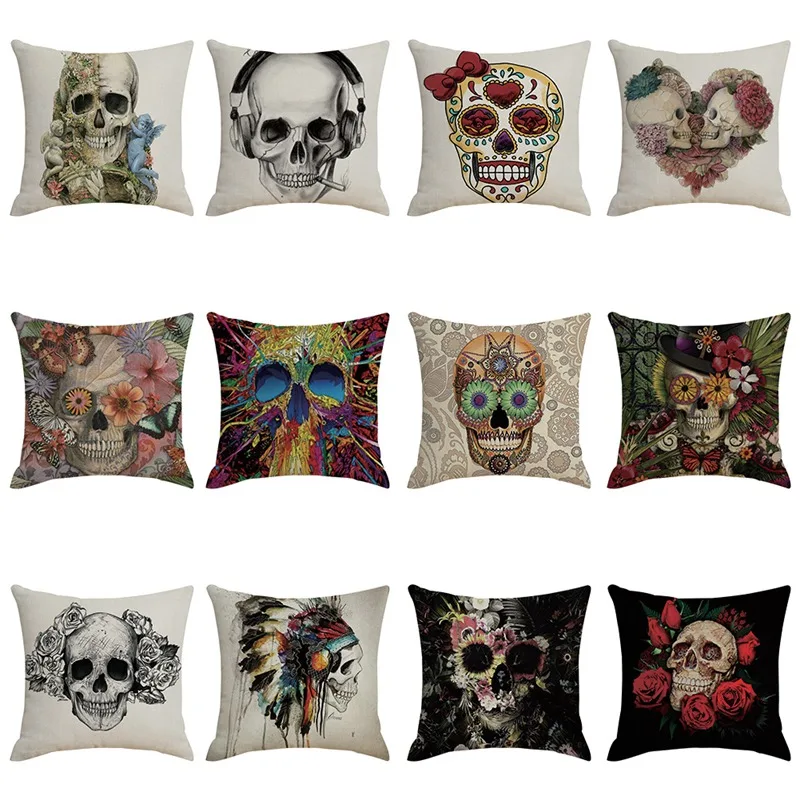 Чехол для подушки на Хэллоуин с уникальным рисунком головы скелета чехлы диванов