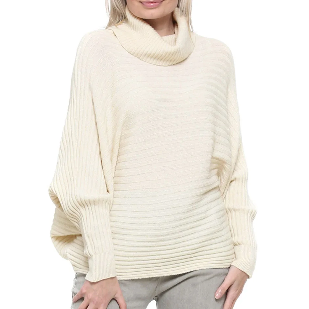 

Sweater 2021 Autumn Winter New Solid Color Turtleneck Bat Sleeve Women's Clothing Loose Casual Europe America Fashion Simplicity