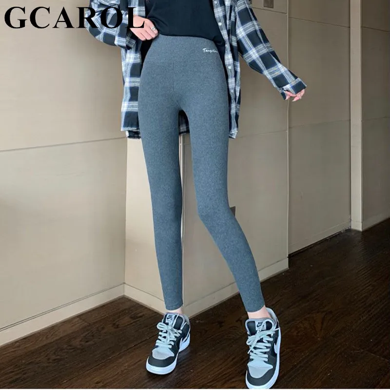 

GCAROL Women Thick Fleece Legging High Waist Letters Legging Pants Stretch Winter Seamless Fitness Can Be Worn Below Zero