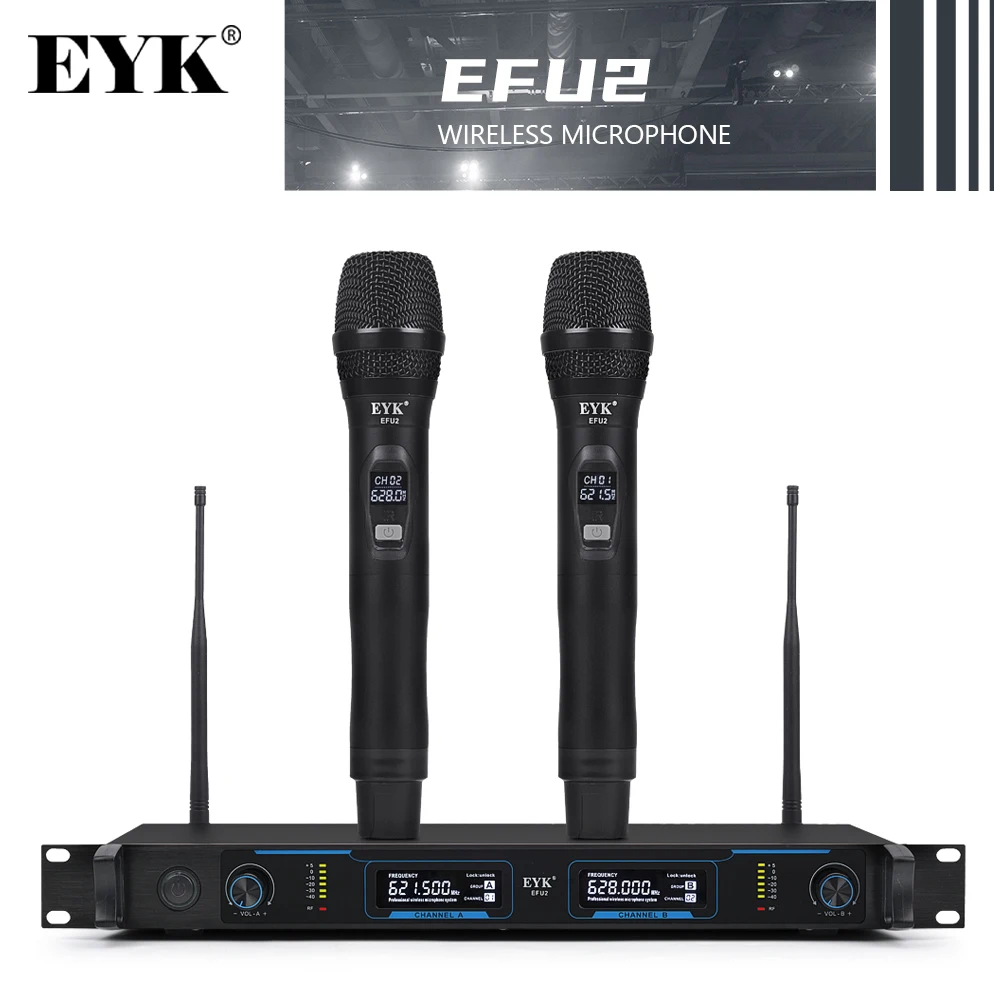 Портативная беспроводная система EYK EFU-2 металлическая с двумя динамиками может