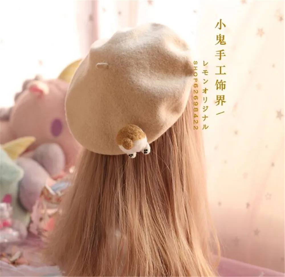 Винтажный берет из плюша в стиле девушки Мори и корги для осени зимы милые береты