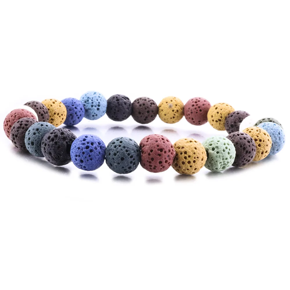 8mm10mm красочные бусина из лавового камня браслеты &quotсделай сам&quot с распылением