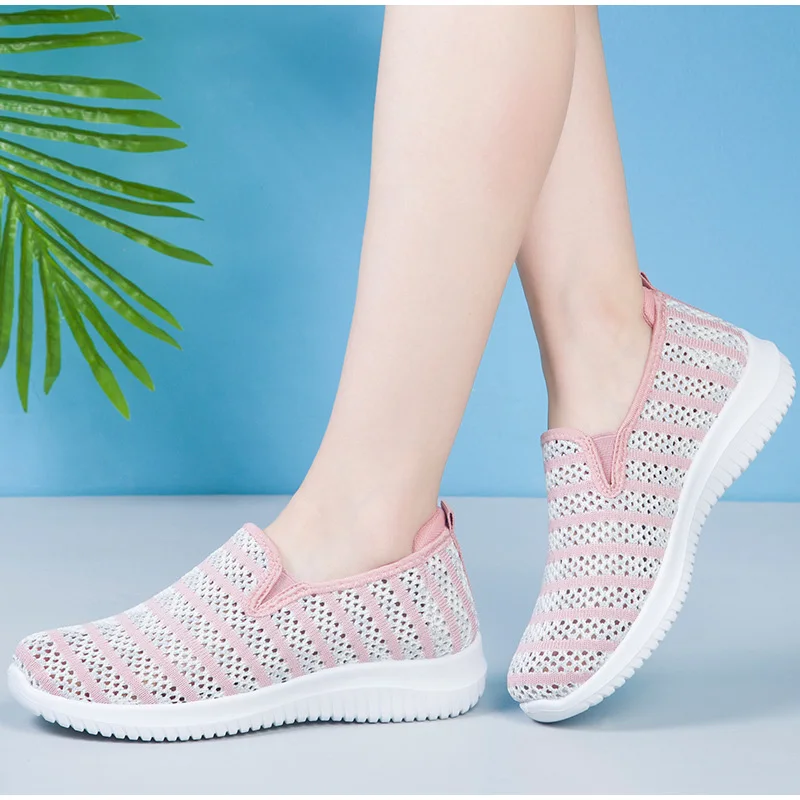 

Ladies Flat Slip on Platform Sneakers for Woman Breathable Mesh Sock Female Light Shoes Dropshipping Women Flat Shoes