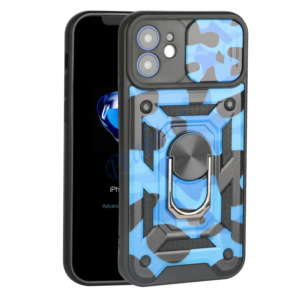 Противоударный чехол для iPhone 12 Pro Max камуфляжный защитный с кольцом-подставкой