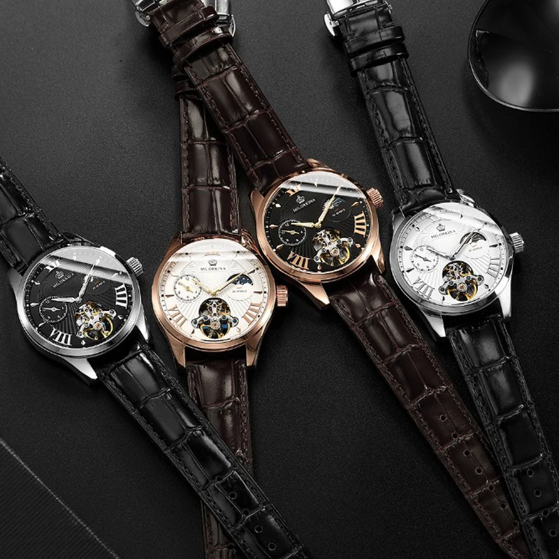 Мужские часы с автоподзаводом MG.ORKINA наручные сапфировым стеклом и фазой Луны