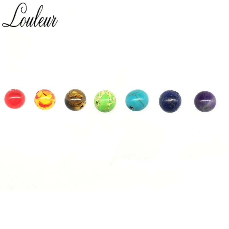 7 Pcs beads 7 Чакра 8 мм бусины из натурального камня круглый Браслет тигровый глаз амулеты свободные разделительные бусины для рукоделия материалы для изготовления ювелирных изделий ручной работы - Цвет: 7 Pcs beads