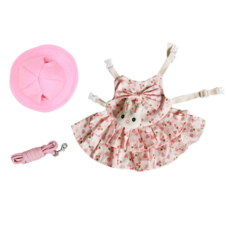 

Small Animal Harness Vest Guinea-Pig Bunny Hamster Teacup Poodle Kitten with Pet Cute Mini Hat Bag T21C