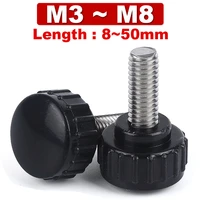 m3 m4 m5 m6 m8 round head handle hand screw round knurled rubber thumb screw plastic tighten bolt nuts knob 304 stainless steel
