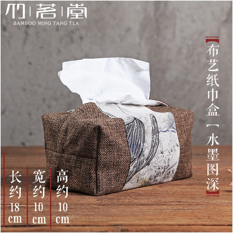 

Handmade Art Tissue Box Cotton Linen Cloth Car Facial Tissue Storage Box Pastoral Creative Boite Rangement Home Storage EB50TB