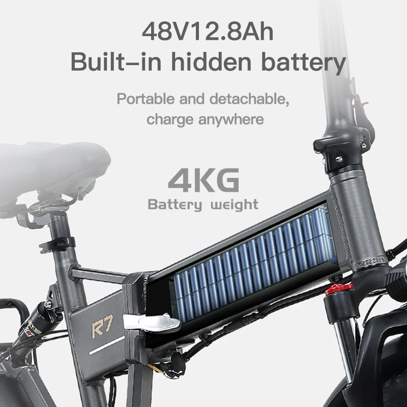 JINGHMA R7 Electric Bicycle powerful 800W 48V25.6AH 20Inch Adult Men's bike 4.0 Fat Tires Folding Electric Bicycle Mountain Bike