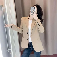 peonfly women blazer office jacket ladies fashion single breasted long sleeve loose coat formal casual for spring autumn 2021