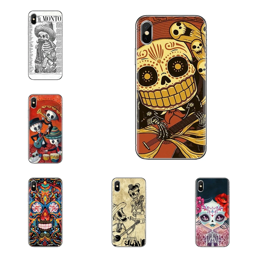 Мягкий силиконовый чехол для Xiaomi Mi3 Samsung A10 A30 A40 A50 A60 A70 Galaxy S2 Note 2 Grand Core Prime Мексиканский скелетный сахарный череп.