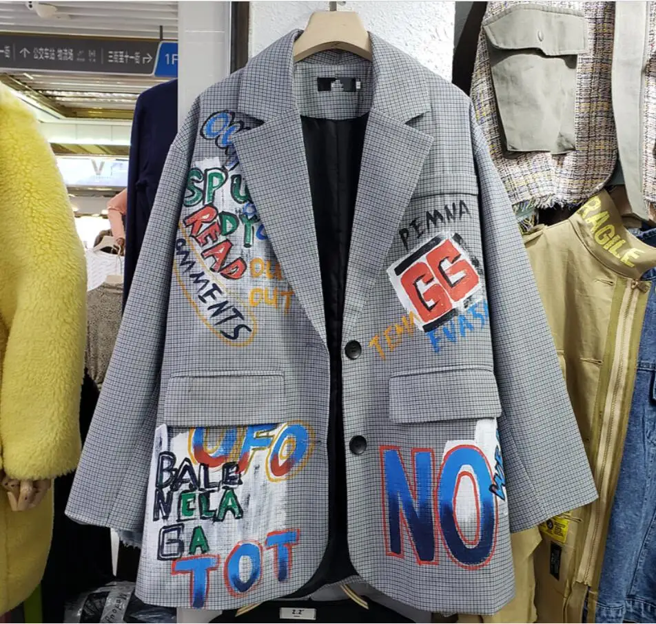 Женский свободный блейзер в клетку британском стиле | Женская одежда