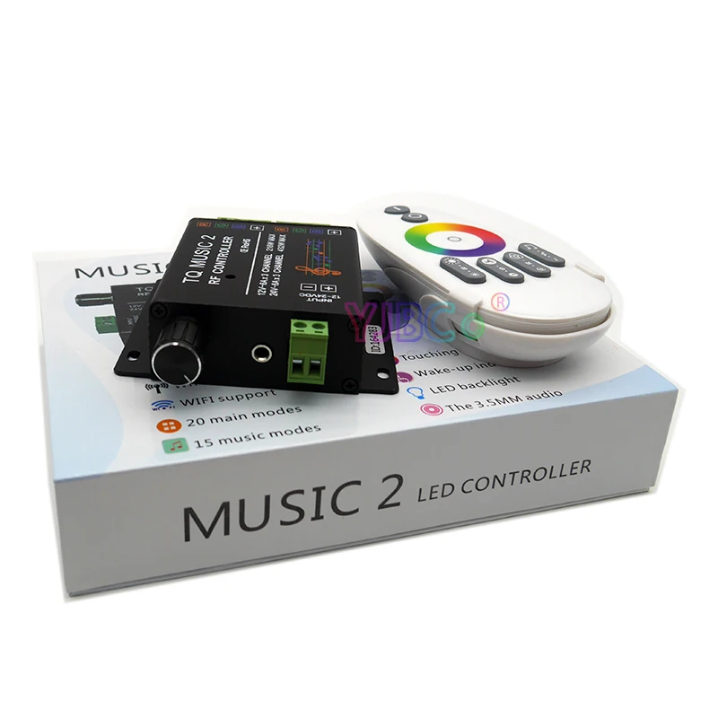 

Music Audio control RGB LED Controller TQ Music 2 with RF Remote DC12V 24V 18A 3 Channel for RGB LED Strip Light