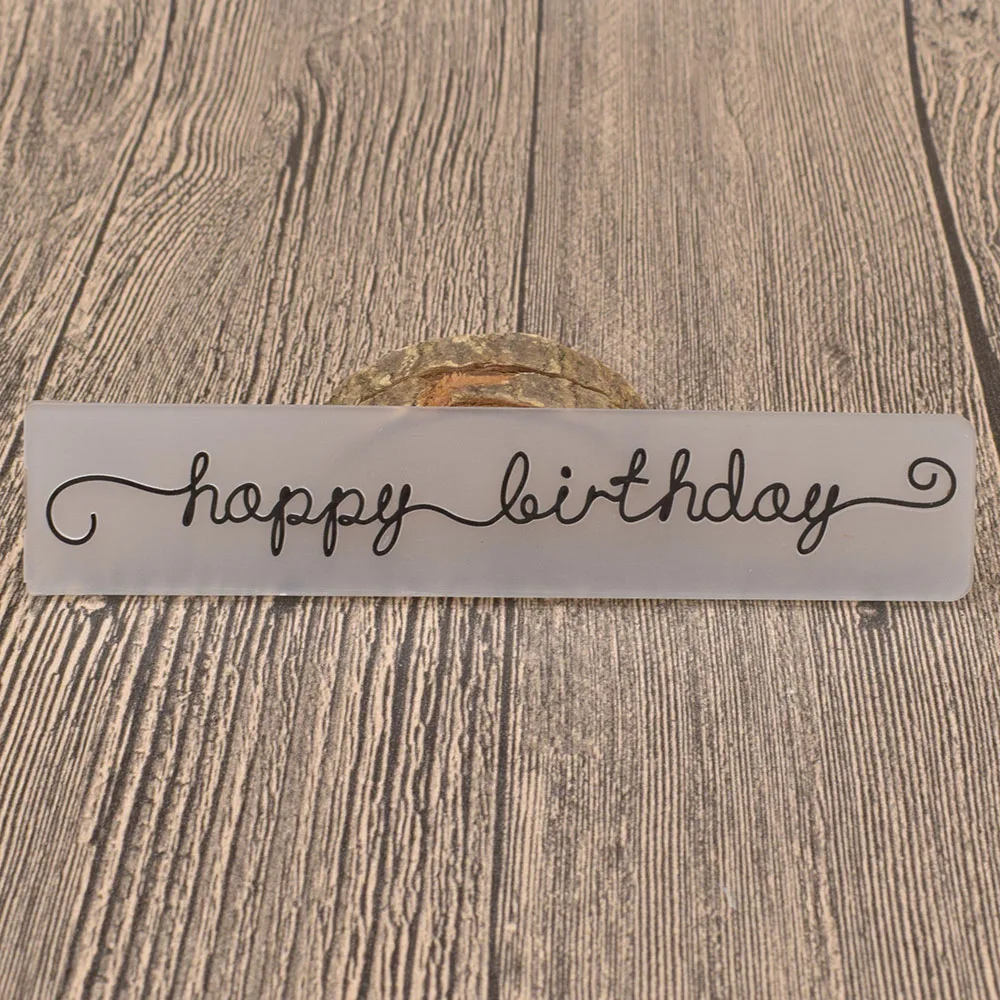 happy bithday Маленькие кружевные цветы, бумажная пластиковая папка для тиснения, прямоугольный трафарет, шаблон для скрапбукинга, бумажная открытка на день рождения, рукоделие - Цвет: happy bithday