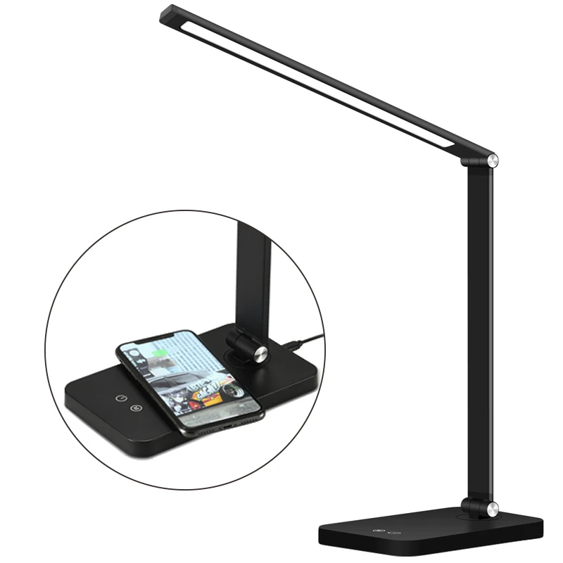 

KONCO Wireless Charging LED Desk Lamp,Aluminum Body,5 Lighting Modes,Touch Control,Table Lamp for Study, Working, Reading