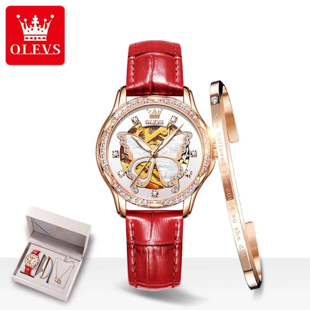 

New Fashion Luxury Brand Skeleton Women Mechanical Watch Female Clock Automatic Mechanical Watches For Women Montre Femme