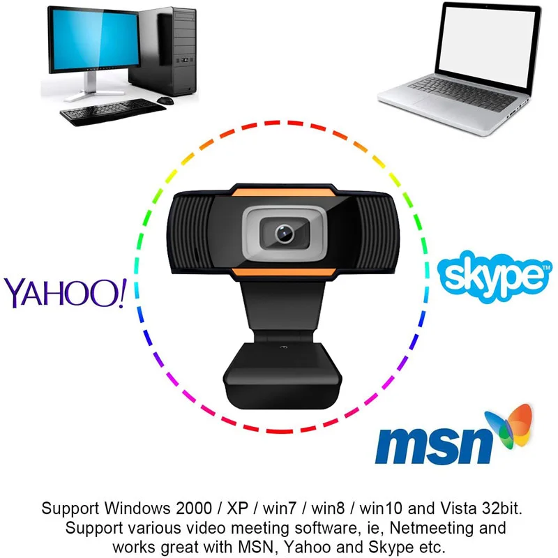 

HOT 8x3x11cm USB 2.0 PC Camera 1080p Video Record HD Webcam Web Camera With MIC For Computer For PC Laptop Skype MSN