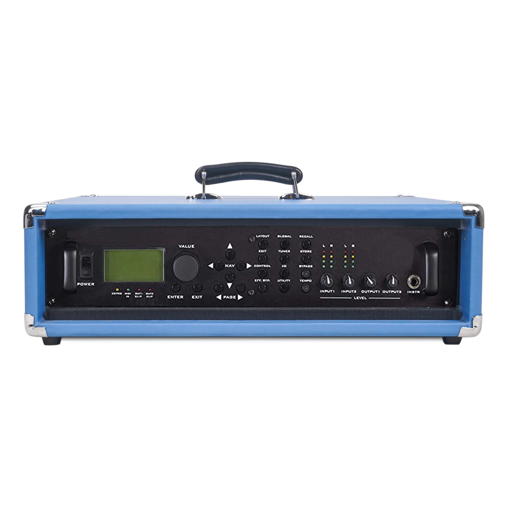 

Sound Town Vintage 2U Amp Rack Case, 12.5" Depth with Rubber Feet, Dust Cover, Kickstand, Beau Blue (STVRC-2BL)