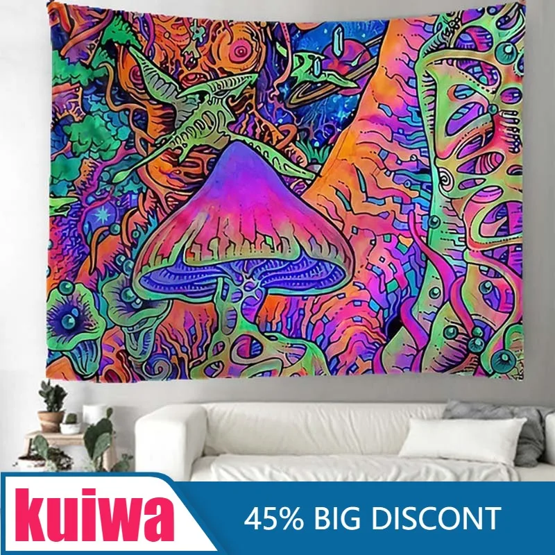 

Psychedelic Mushroom Main Picture Digital Printing Wall Background Cloth Living Room Bedroom Wall Hanging Tapestry