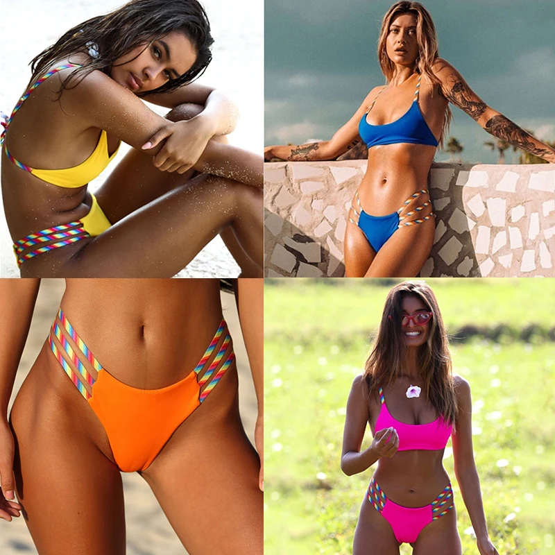Сексуальное бикини с разрезом треугольный новый женский купальник разные цвета